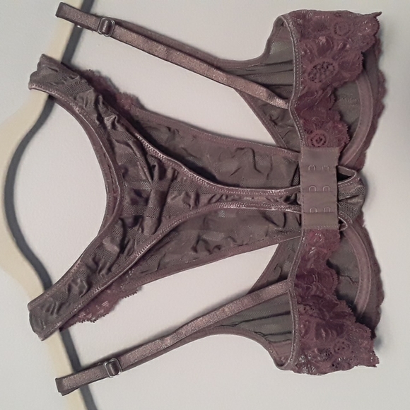 90s Parisa by Amir Demi Underwire Sheer Bra & Thong set, Taupe & Dusty Lilac 34B - Picture 6 of 15